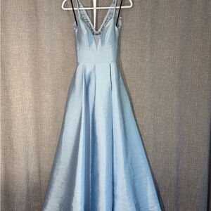 Xtraordinary Sky Blue Satin Prom Dress